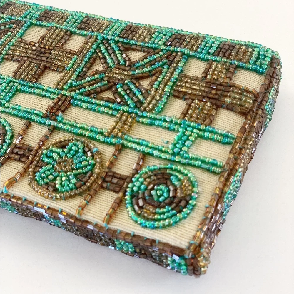 👛 Geometric Pattern Beaded Coin Wallet / Glasses Purse